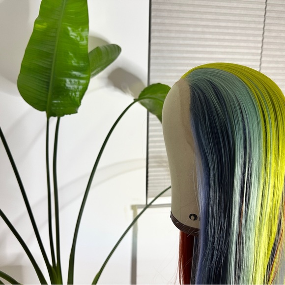 Straight Mermaid Rainbow Lace Front Wig - Picture 9 of 15